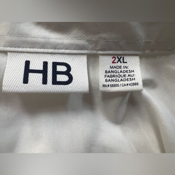 HB White Banded Short Sleeve Button Down Shirt 2XL - Picture 3 of 7